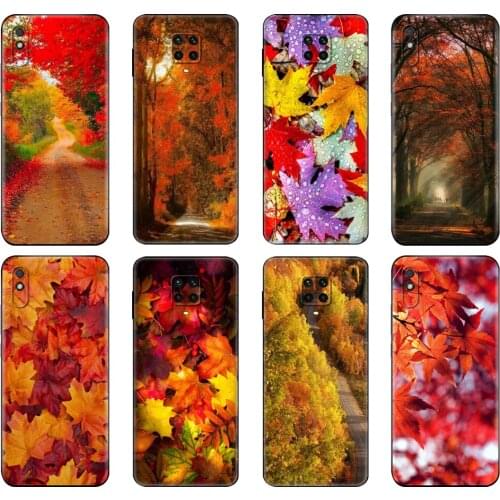 Black tpu Case For Xiaomi Redmi 7A 8 8A 9 9A 9C Case Redmi Note 8T 8 Pro T Note 9 9S 9 Pro Case Falling autumn leaves