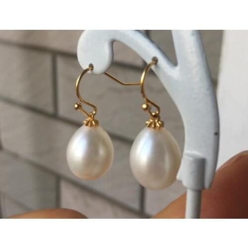 Elegant 11-12mm baroque south sea white pearl earring 14