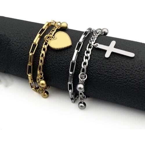 Fashion titanium steel new ladies bracelet stainless steel female couple gifts simple and versatile peach heart bracelet jewelry