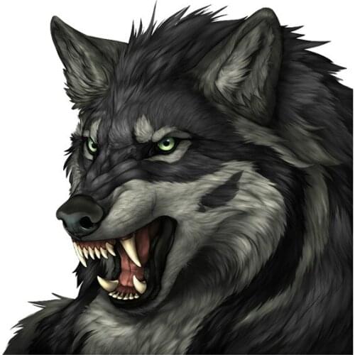 LLY-1335 Car Stickers Cool Gray Angry Wolf Modeling Decal PVC Auto Window Motorcycle Accessories Creative Waterproof Decals