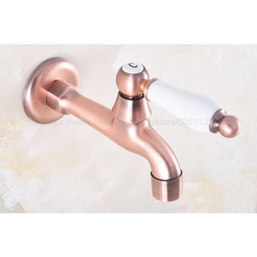 Antique Red Copper Wall Mount Cold Water Basin Faucet Outdoor Garden Faucet Bathroom Mop Pool Taps Bibcocks zav325