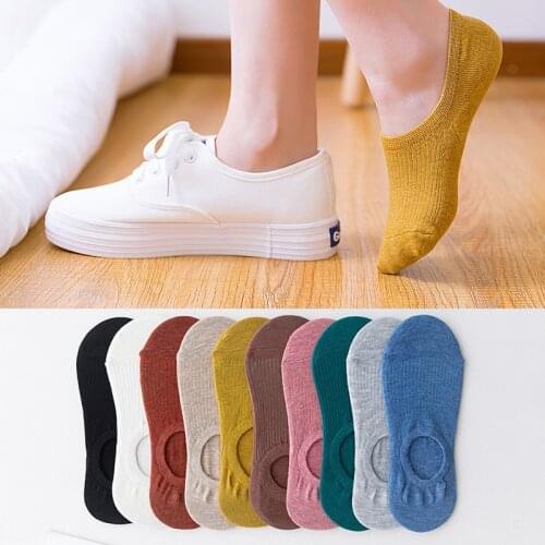 Womens Cotton Invisible No show Socks non-slip Summer Candy Solid Color Silicone Short Socks Fashion Cute Thin Ankle Boat Socks