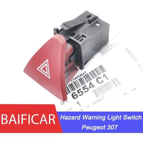 Baificar Brand New Genuine Hazard Warning Light Switch 6554C4 6554J7 Emergency Light Double Flashing Switch For Peugeot 307