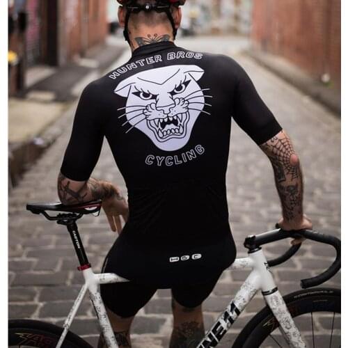 Hunter Summer Mens Cycling Short Sleeve Jersey Bib Shorts Pro Sportswear Black Bicycle Tops Ropa Ciclismo Maillot Cycliste Kits