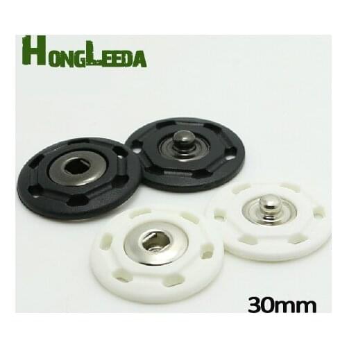 Wholesale 50sets/lot 30mm big Nylon plastic 6 hole sew on press snap button fasteners Black/White free shipping NSF-30mm