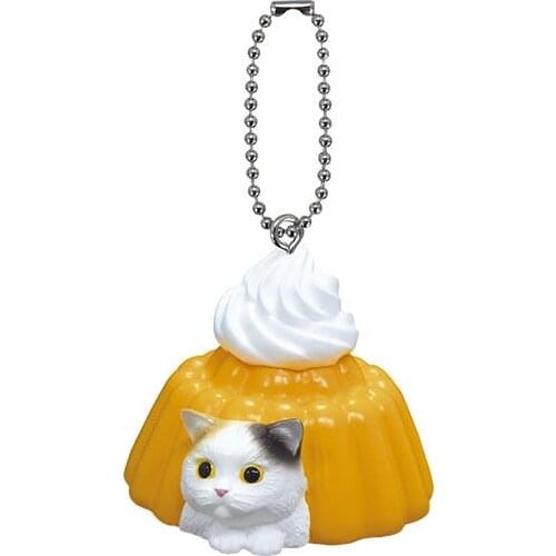Bandai Genuine Gacha Toys CAT CAFE Anicolla Series Peach Pudding Rice Cake Cute Action Figure Charms