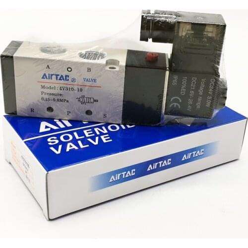 Original AirTAC Solenoid Valve 4V310-10 AC220V DC24V PT3/8'' 5 Port 2 Positions Pneumatic Solenoid Valve