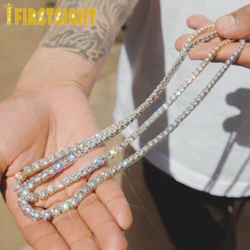 New Hiphop 5mm Iced out Cubic Zirconia Tennis Chains Gold Silver Color cz choker Necklace Colored Fashion Men women Jewelry