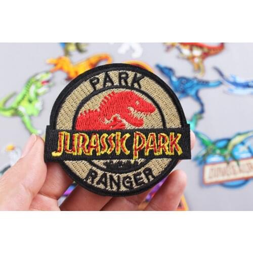 Jurassic Park Patch Iron On Patches On Clothes Dinosaur Embroidered Patches For Clothing DIY Thermal Stickers On Clothes