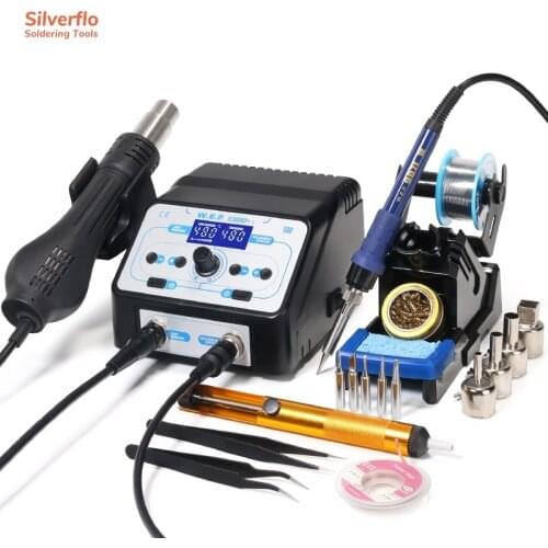 YIHUA 938BD+-I 750W Soldering Iron Station Declined Display SMD Rework Station LCD Welding Station Hot Air Gun Soldering Station