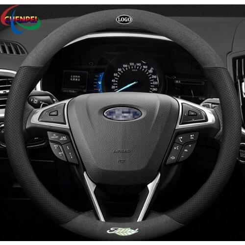 Anti-Slip Suede Car Steering Wheel Cover For Ford Ranger Fiesta Focus Everest Mustang Kuga EcoSport Car Interior accessories