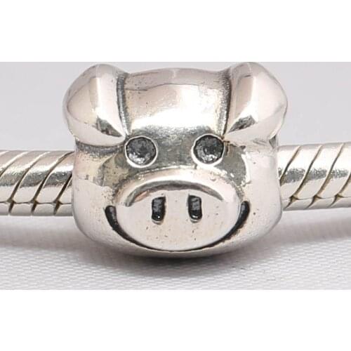 Authentic S925 Bead DIY Jewelry Cartoon Pig Charm fit Lady Bracelet Bangle