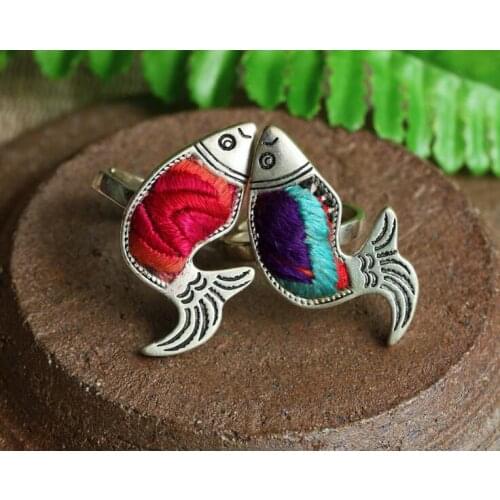 Hand embroidered silver ring hand embroidered with old embroidered pieces to match the old ring