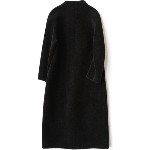 Natural Sheep Shearling Fur Coats 2020 Long Warm Womens Fur Coat Female Winter Jacket Women Real Wool Overcoat CYX732