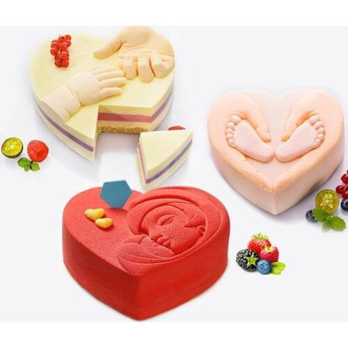 Heart Shape Silicone Cake Mold Mothers' Love Baby Feet Cake Pan Mousse Mold Baking Pan Bakeware Tools