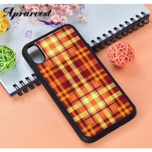 Aprarvest Autumn Tartan Plaid Silicone Rubber Phone Case Cover For iPhone 6 6S 7 8 PLUS X XS XR 11 12 MINI PRO MAX