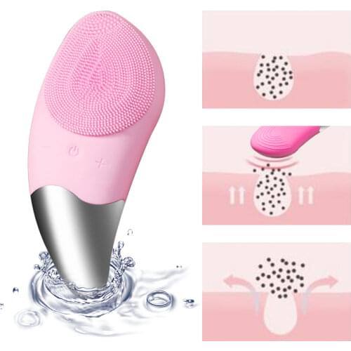 Ultrasonic Facial Cleansing Brushes Silicone Face Cleaner Mini Electric Massager USB Recharge Beauty Home Use Device Skincare