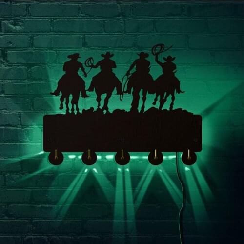 Sunset Riders Multi-purpose Wall Coat Keys Holder Bags Clothes Hook West Cowboy Design Wall Hooks Coat Hanger