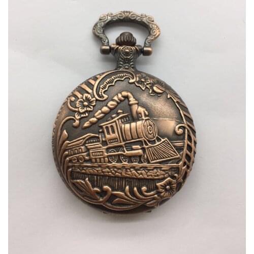 Train Vintage Charming Bronze Quartz Pocket Watch GIft