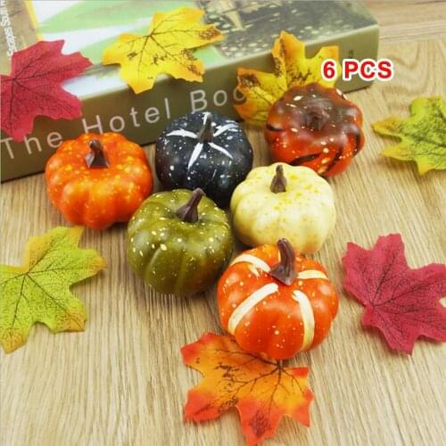 Funny Halloween Pumpkin Decor 6pcs Colorful Simulated Pumpkin Model Fake Foam Party Home Garden Supplies 3