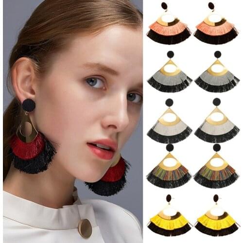 Boho Statement Tassel Earrings For women vintage Big Round Drop Dangle Earrings Bridal Wedding Party Fringed 2021 Jewelry Gift