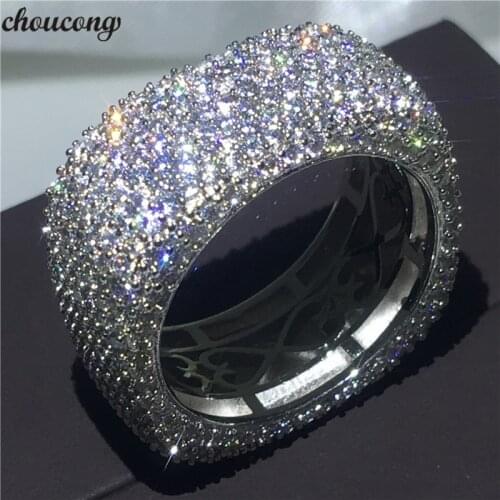 Choucong Hollow Ring 925 sterling Silver Micro pave 450Pcs AAAAA Zircon cz Engagement Wedding Band Rings For Women Jewelry Gift