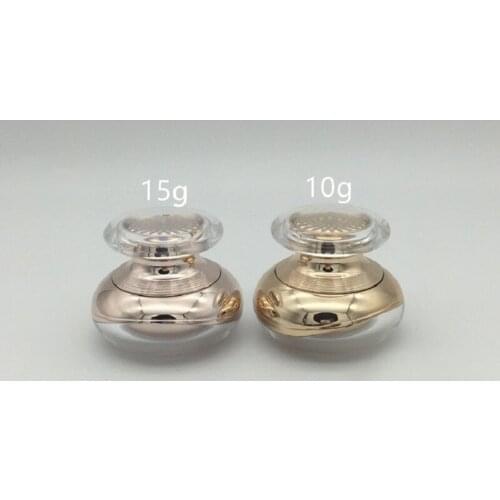 10g gold acrylic plastic cream bottle/jar/pot for eye cream/essence/night cream/moisturizer/gel/skin care cosmetic packing
