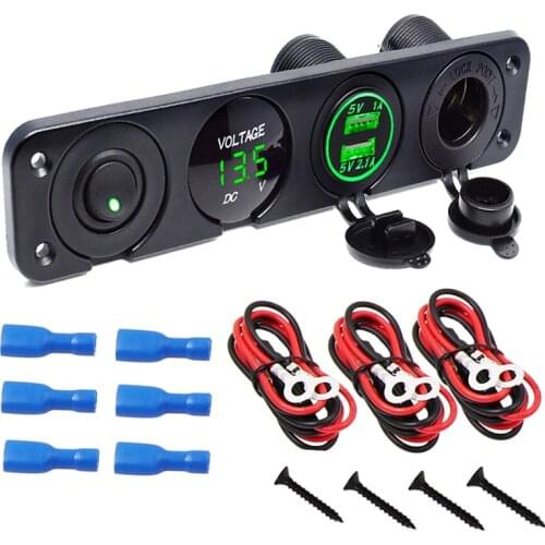 12V Boat Marine Toggle switch panel for boat GPS Mobiles RV Truck Camper Dual USB Power Socket 12V 24V Voltmeter 12V