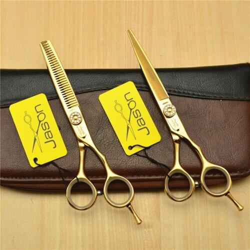 2Pcs 5.5'' 16cm Brand Jason 440C Professional Human Hair Scissors Hairdressing Scissors Cutting Shears + Thinning Scissors J1020