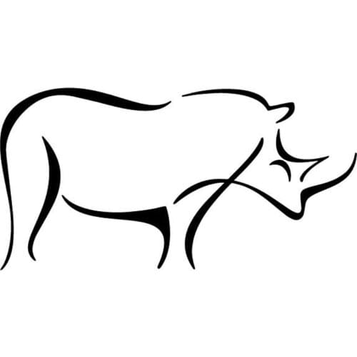 Car Sticker Rhino Simple Pattern Car Sticker Door Decoration PVC Decal Creative Waterproof Sunscreen Black/white,15cm*8cm