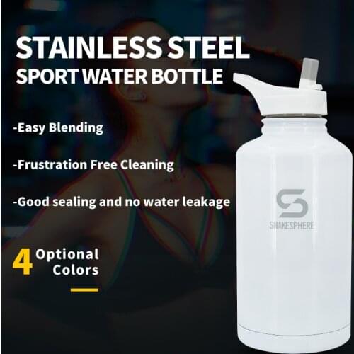 White ShakeSphere Hydration Jug stainless steel sport water bottle double wall Thermal Insulate 1.8L