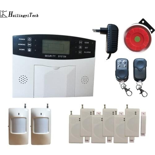 Metal Remote Control Voice Prompt Wireless door sensor Home Security GSM Alarm systems LCD Display Wired Siren Kit SIM SMS Alarm