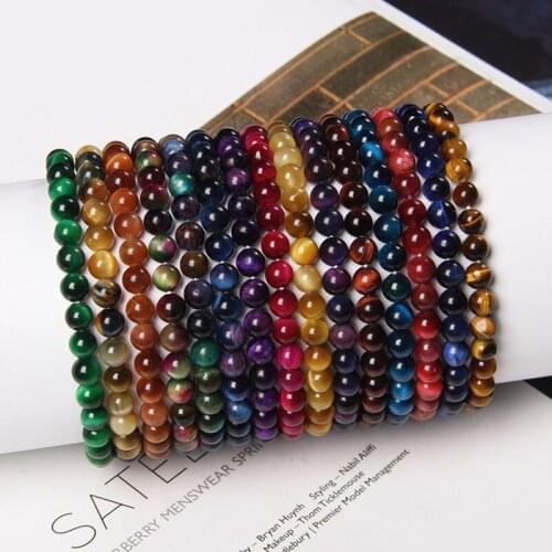 Beaded Bracelet 6mm 8mm Natural Stone Beads Mens Couples Distance Gorgeous Semi-Precious Tiger Eye Healing for Women Jewelry