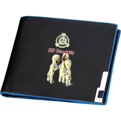 SCP Foundation Cartoon Wallet Pu Leather Money Bag Kawaii ID Card Holder Unisex Short Coins Purses Men Slim Carteira