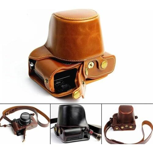 PU Leather Case Cover Camera bag for Olympus OM-D OMD EM10III E-M10 MarkIII EM10 III EM10M3 with Battery Openning shoulder Strap