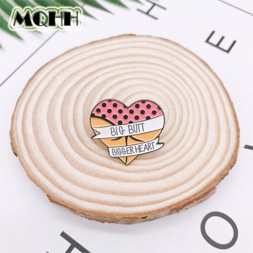 Cartoon Pink Heart Enamel Brooch Ribbon Bikini Big Butt Bigger Heart Alloy Badge Denim Shirt Bag Pin Accessories Jewelry Gift