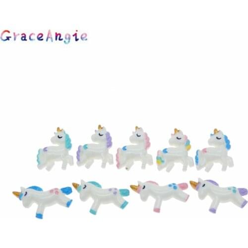 GraceAngie Resin Mixed Color 9pcs/pack Unicorn Style Horse Cute Sweet Style Jewelry Accessories DIY Girls Best Birthday Gift