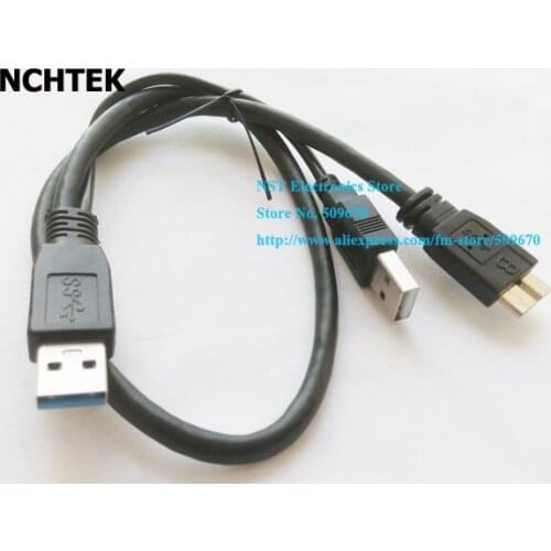 NCHTEK Two USB3.0 A Male to Micro USB 3 Y cable for Mobile HDD/Free Shipping/1PC