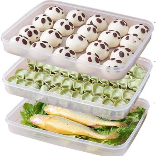 New Refrigerator Food Storage Box Kitchen Accessories Organizer Fresh Box Dumplings Vegetable Egg Holder Stackable Microwave