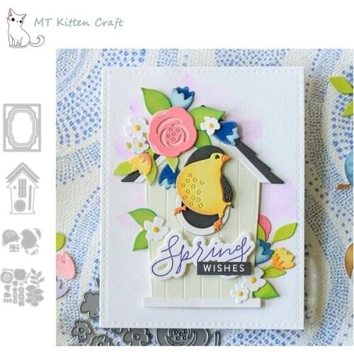 MT Craft Bird House Flower Frame Metal Cutting Dies Stencils Scrapbooking DIY Photo Album Decorative Embossing Paper Card Crafts