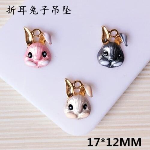 DIY fashion Enamel charms folding rabbit alloy jewelry pendant bracelet necklace making charm floating pendant accessories