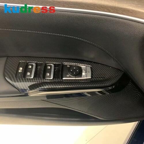 For Kia Optima 2021 2022 Carbon Fiber Car Interior Window Lift Switch Cover Trim Panel Decoration Trims Sticker Accessories LHD