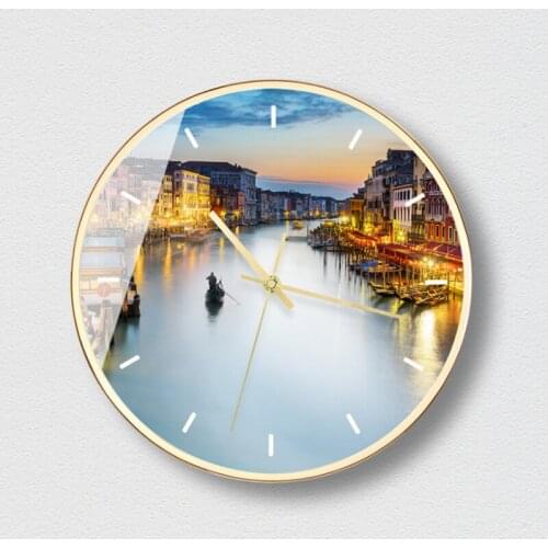 New 3D Wall Clock Sea And Sunset Series HD Wall Clock Modern Design Metal Silent Movement Wall Clock Large Size Home Decoration
