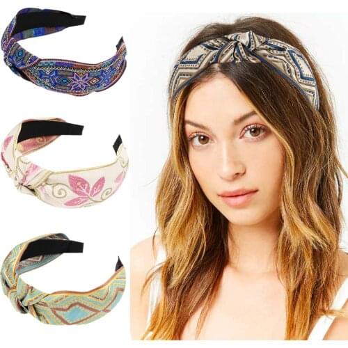 Women Girls Knot Hairband Bezel Wide Embroidery Hair Hoop Bands Headband 2021 New Fashion Sweet Hair Accessories Headwear