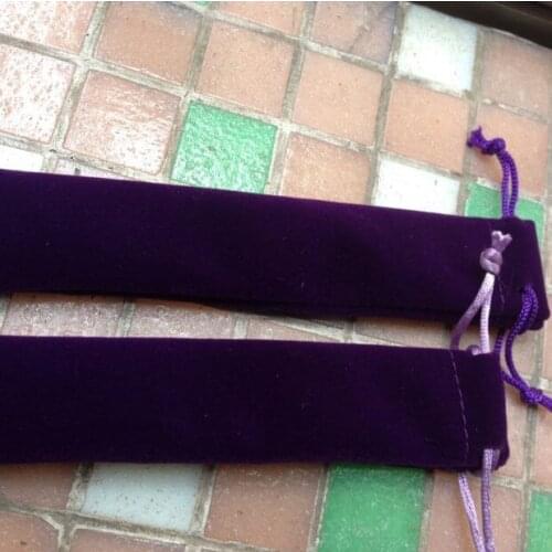 High quality pen gift pouch,3.5*17cm purple velvet ballpen bag drawstring jewelry bag for Fountain pen storage and packaging