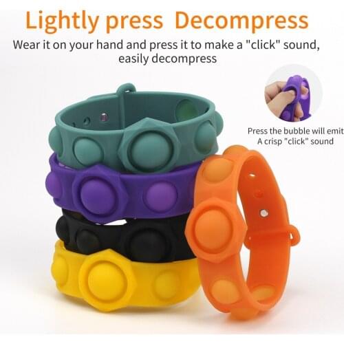 Portable Silicone Decompression Bracelet Stress Relief Soft Squeeze Toy Gift Puzzle Press Finger Stress Relief Bracelet For Kids