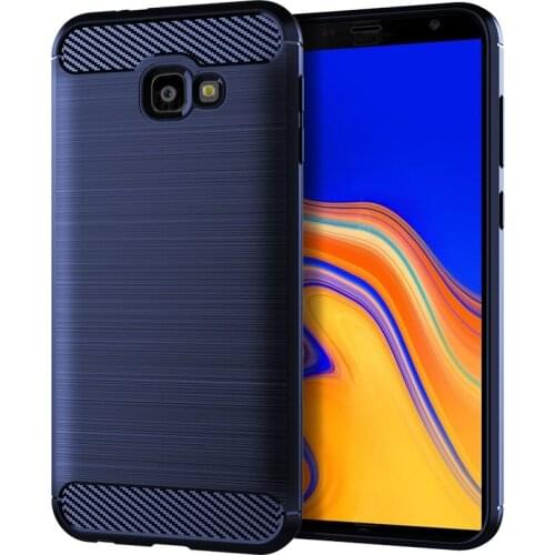 Rugged Carbon Fiber Full Body Protection Cover For Samsung J4 Plus Slim and Flexible Shockproof TPU Rubber Anti-Slip Grip Case