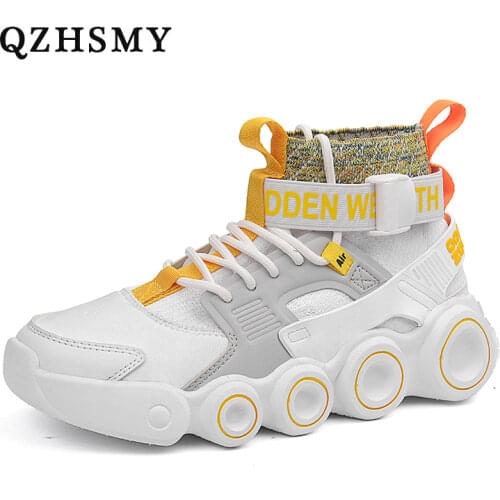 QZHSMY Sneakers Men 2021 Street Fashion White High-top Casual Shoes Breathable High Quality Tenis Masculino Zapatillas Hombre