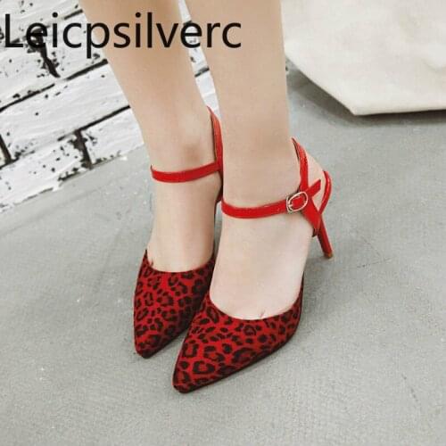 Pumps Spring and autumn new style fashion Flock Pointed Shallow mouth Buckle Fine heel High heel Womens shoe plus size 30-48