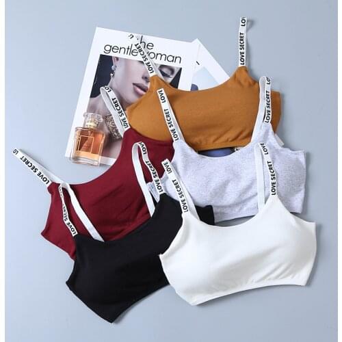 Women Bra Sports Solid Letters Push Up Workout Wear Girl Gym Bra For Fitness Women Cotton Free Size Sports Brassiere Sport Femme